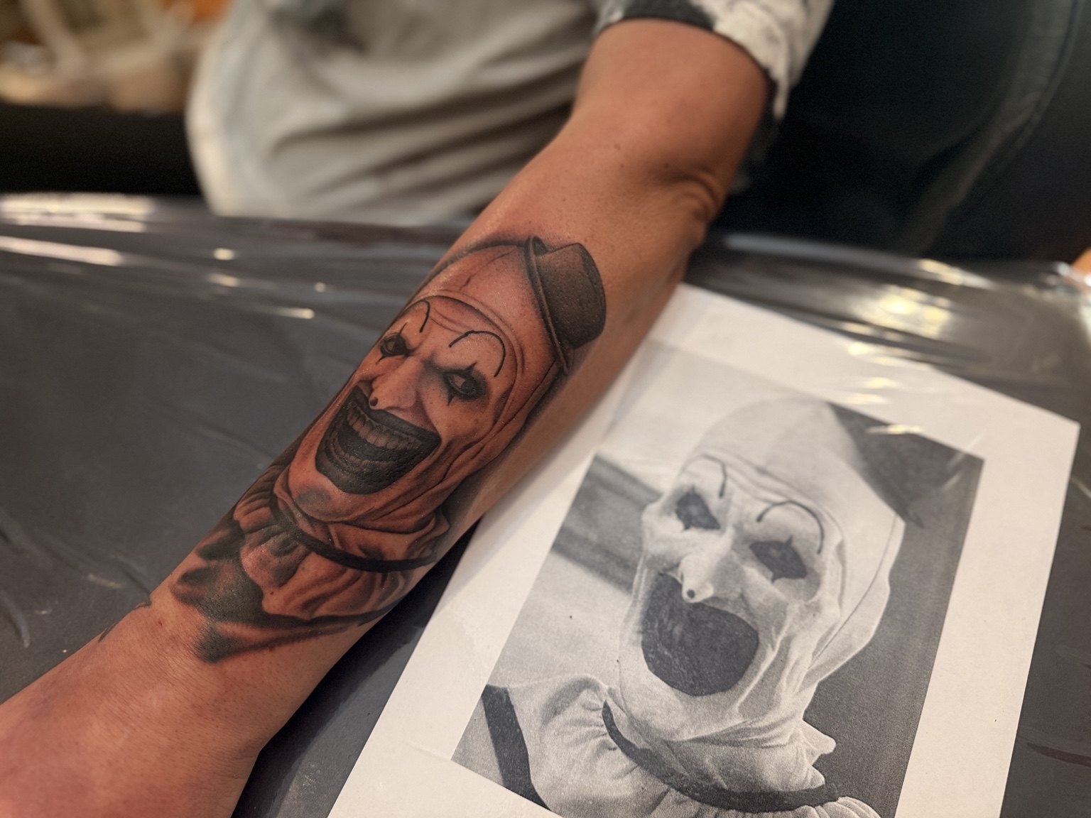 Clown portrait tattoo